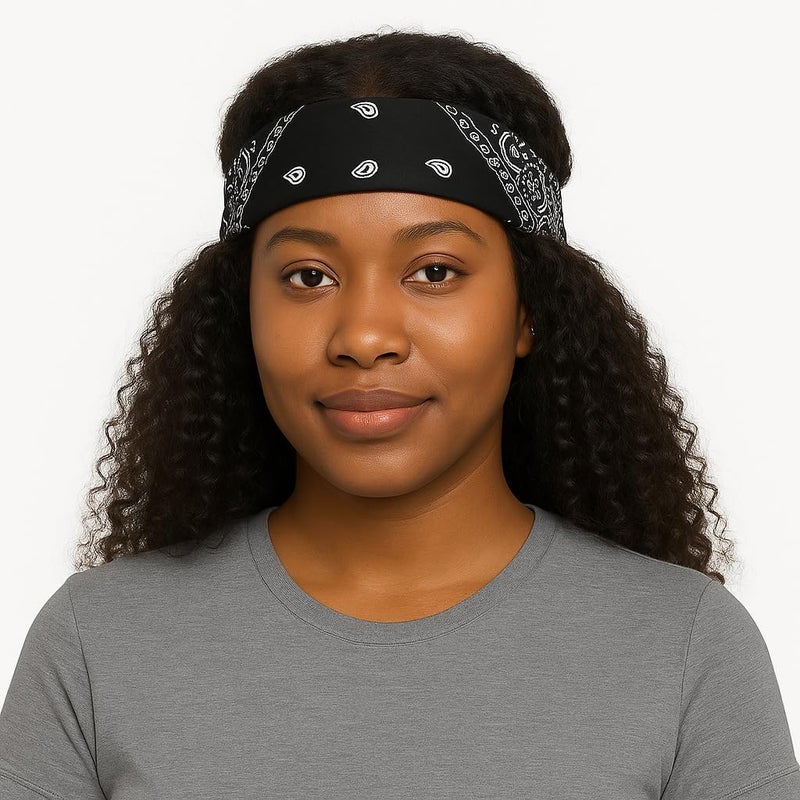 SUNRIBE 3 Pack Paisley Bandanas – 100% Cotton Square 21x21 Head Wrap, Headband, Face Cover, Neck Scarf for Men & Women - Image 3